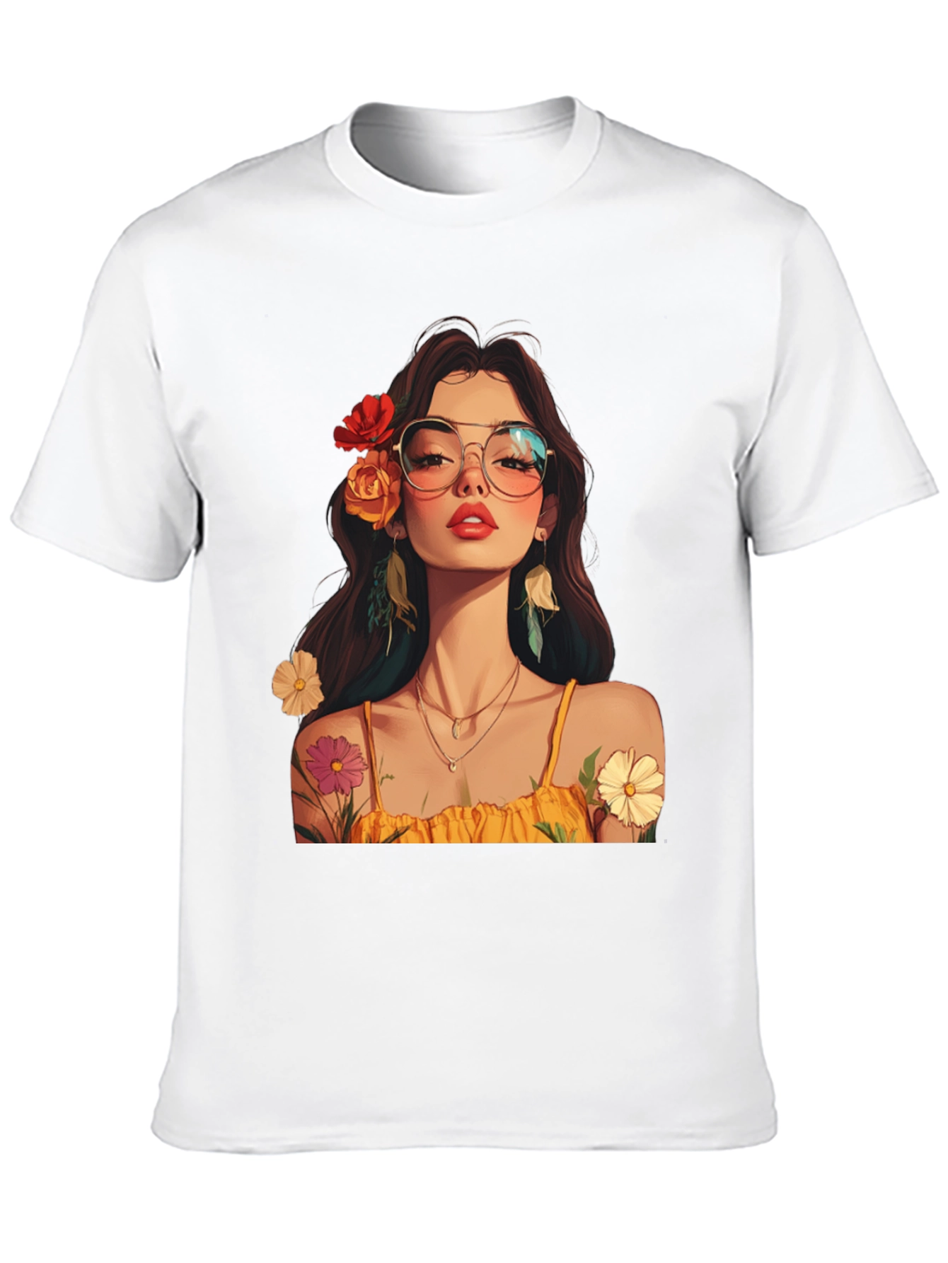 Floral Woman Graphic Tee - Stylish & Unique