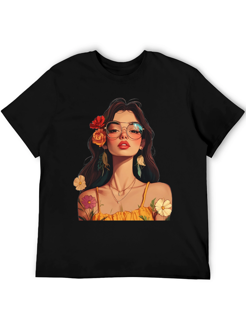 Floral Woman Graphic Tee - Stylish & Unique