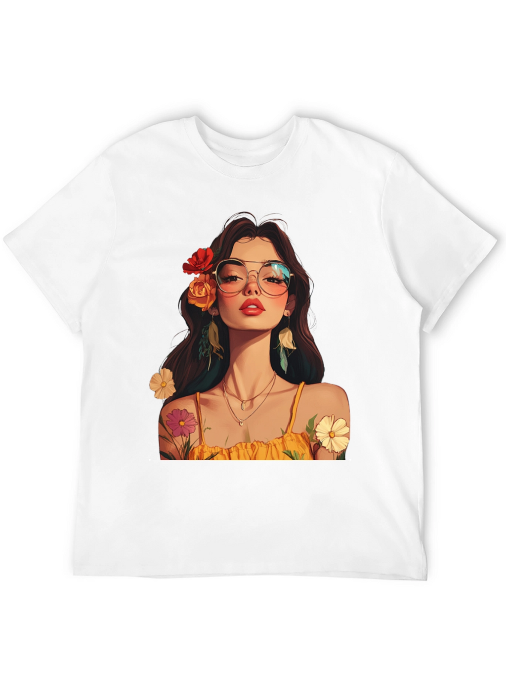 Floral Woman Graphic Tee - Stylish & Unique