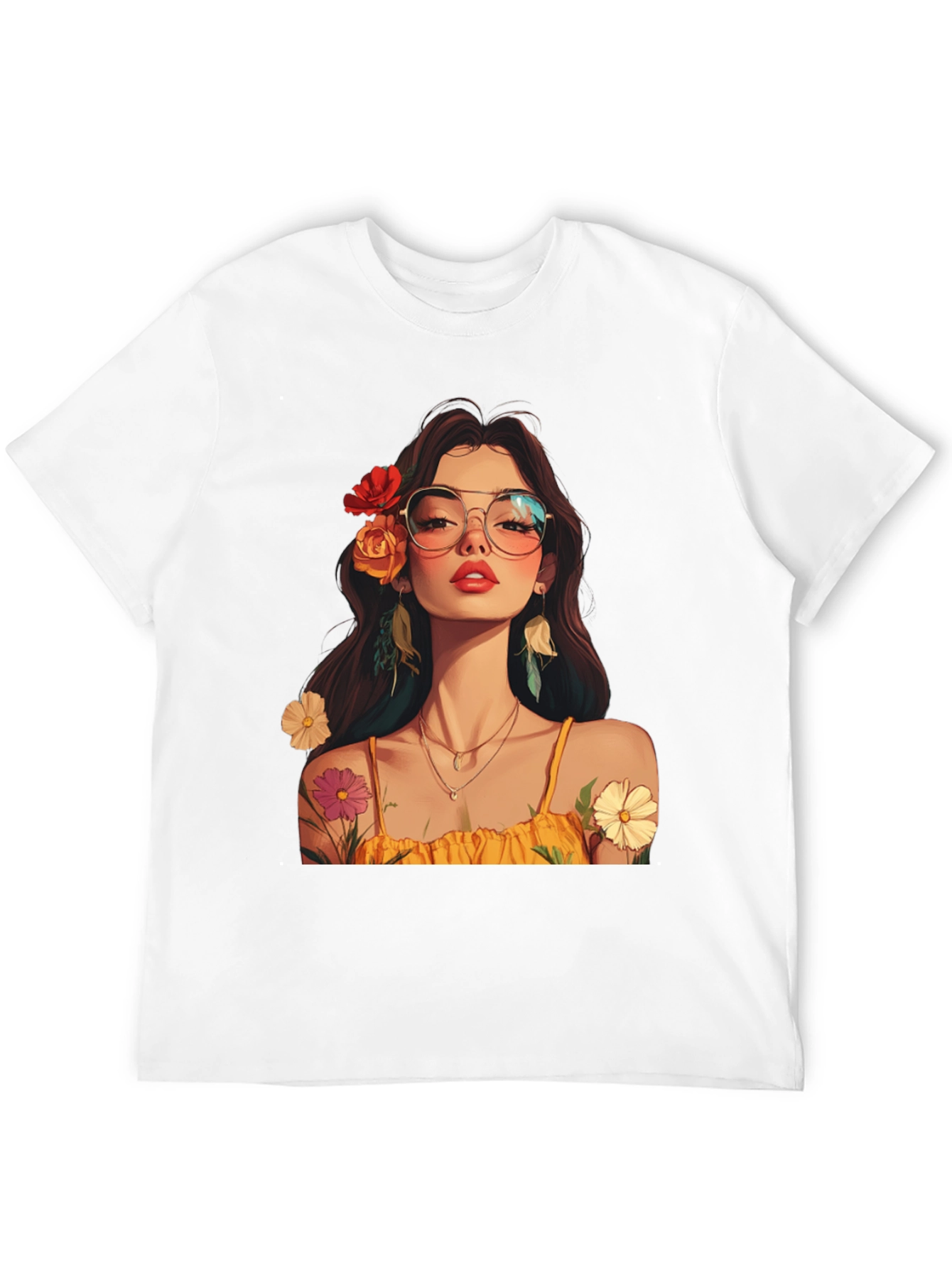 Floral Woman Graphic Tee - Stylish & Unique