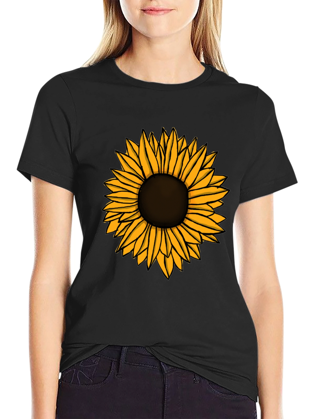 Sunflower Graphic Tee - Black Cotton T-Shirt