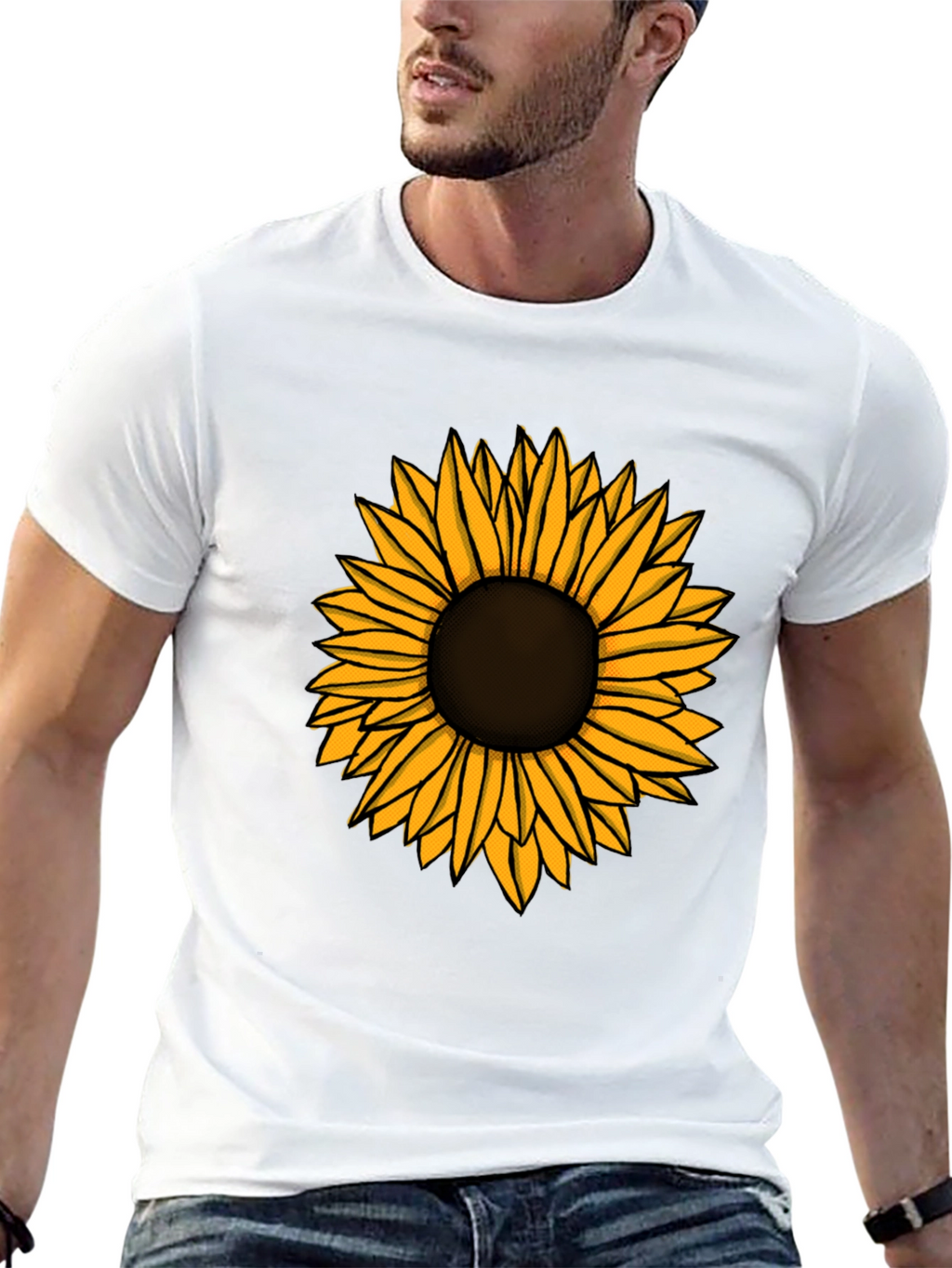 Sunflower Graphic Tee - Black Cotton T-Shirt