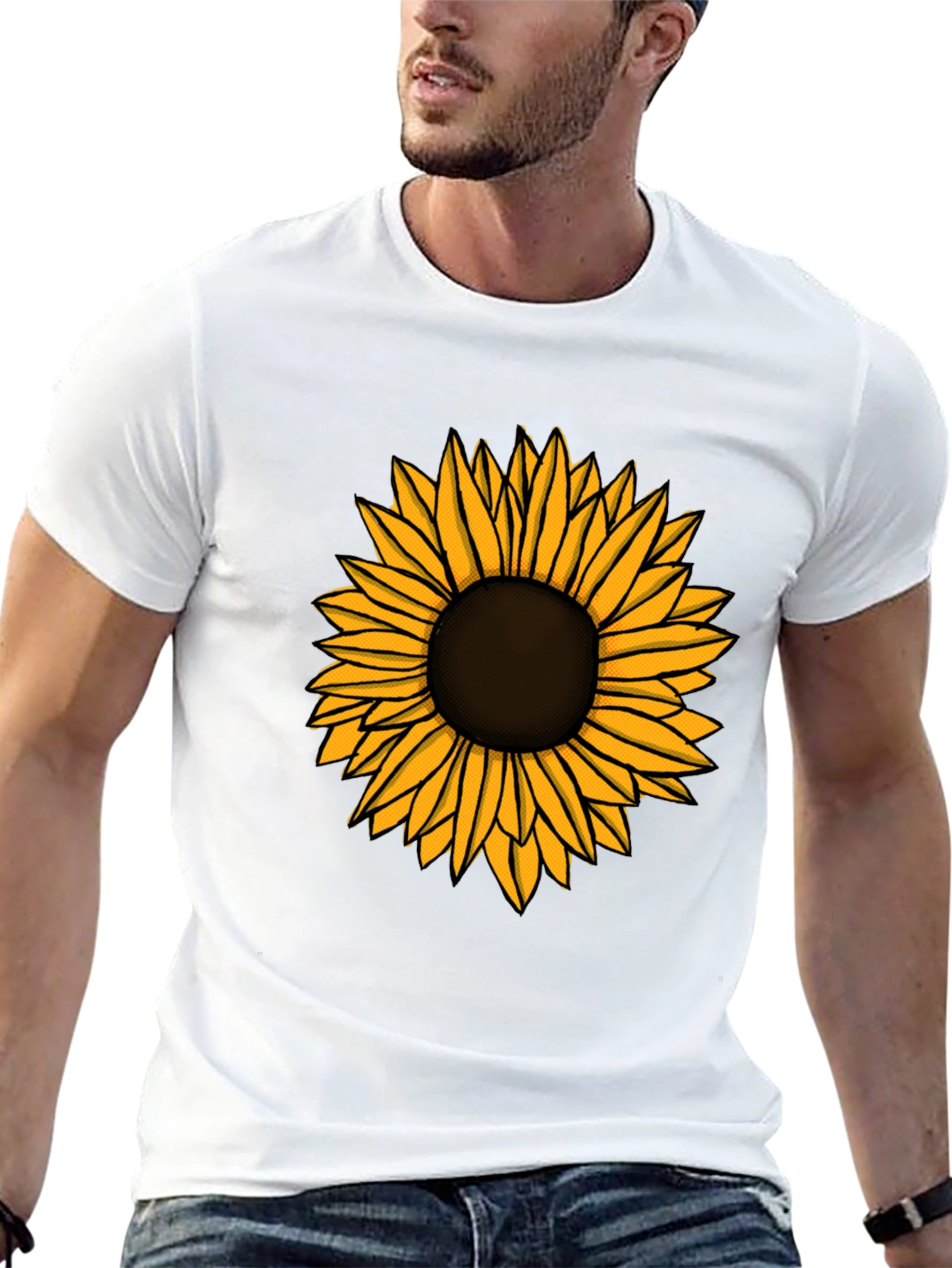 Sunflower Graphic Tee - Black Cotton T-Shirt