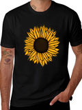 Sunflower Graphic Tee - Black Cotton T-Shirt