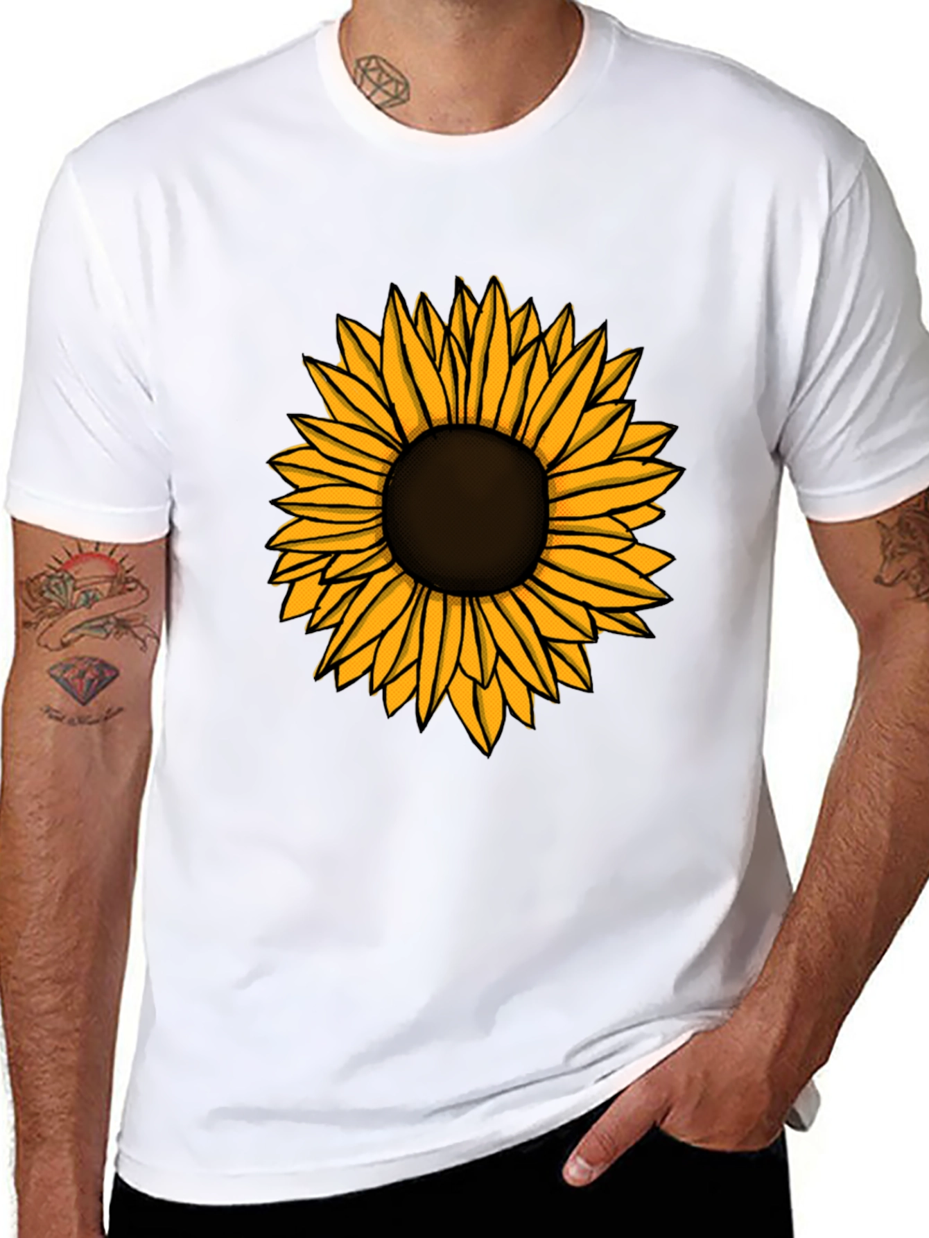 Sunflower Graphic Tee - Black Cotton T-Shirt