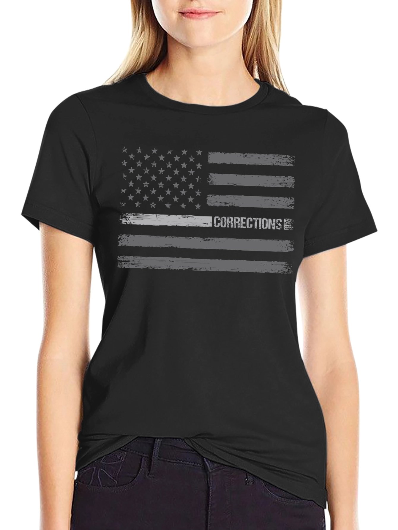 Corrections American Flag T-Shirt - Black