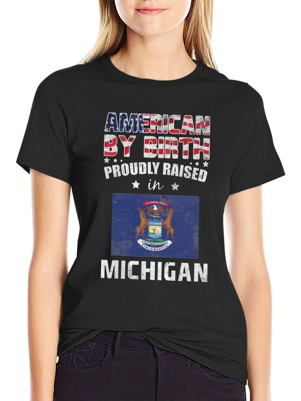 American By Birth Michigan Raised Graphic Tee