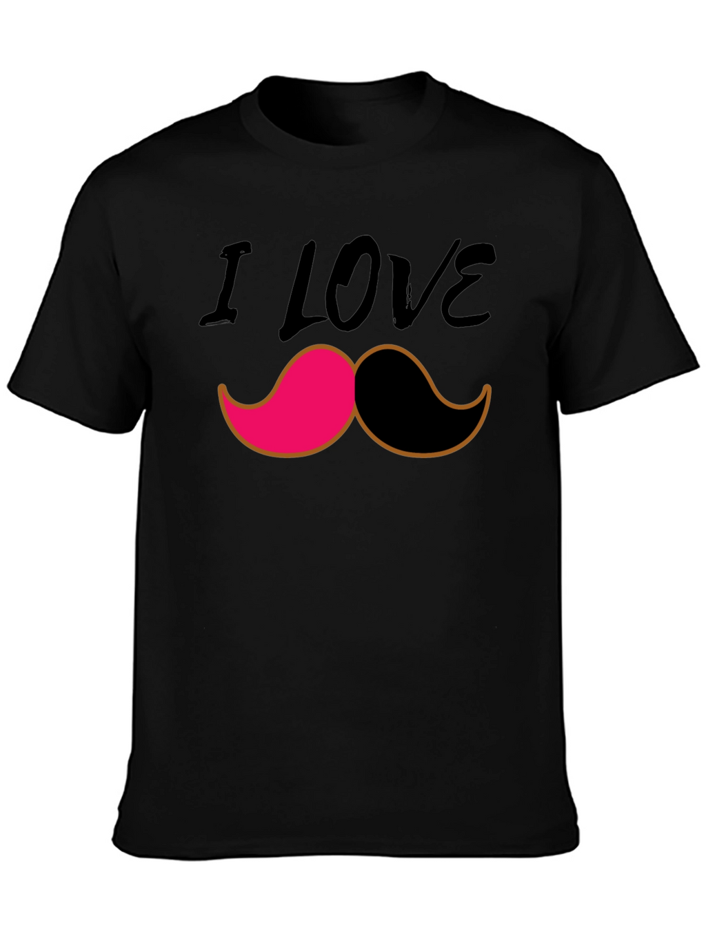 I Love Mustache Graphic Tee - Black