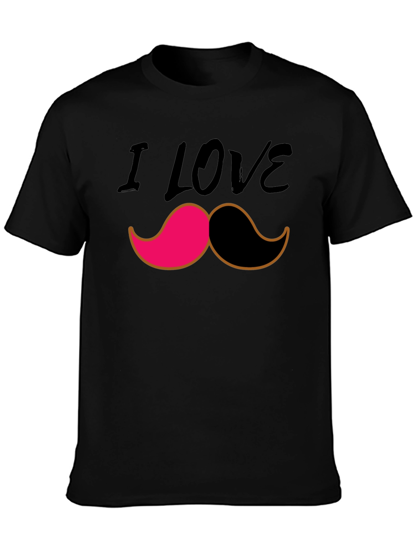 I Love Mustache Graphic Tee - Black