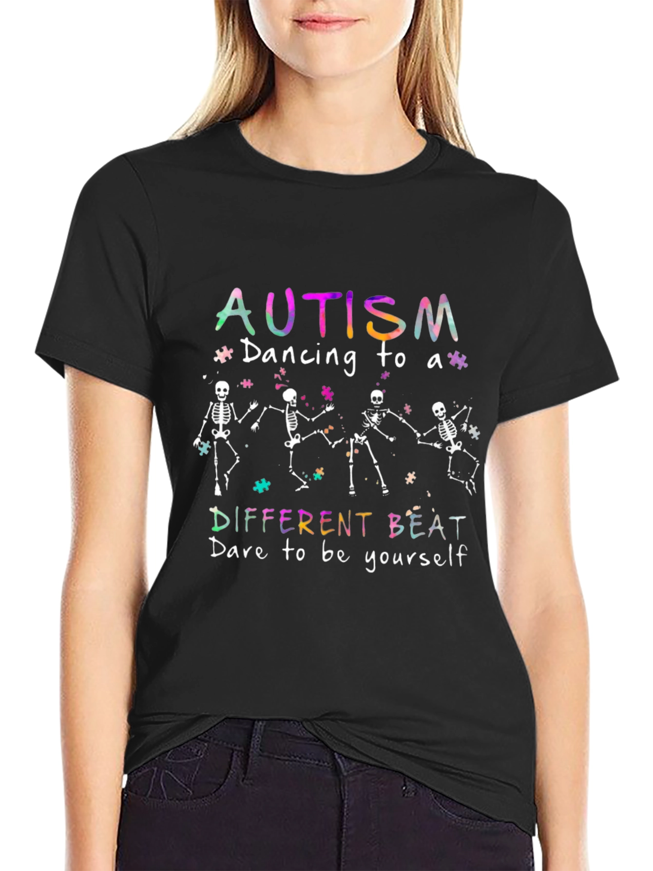 Autism Awareness Skeleton Dancing T-Shirt