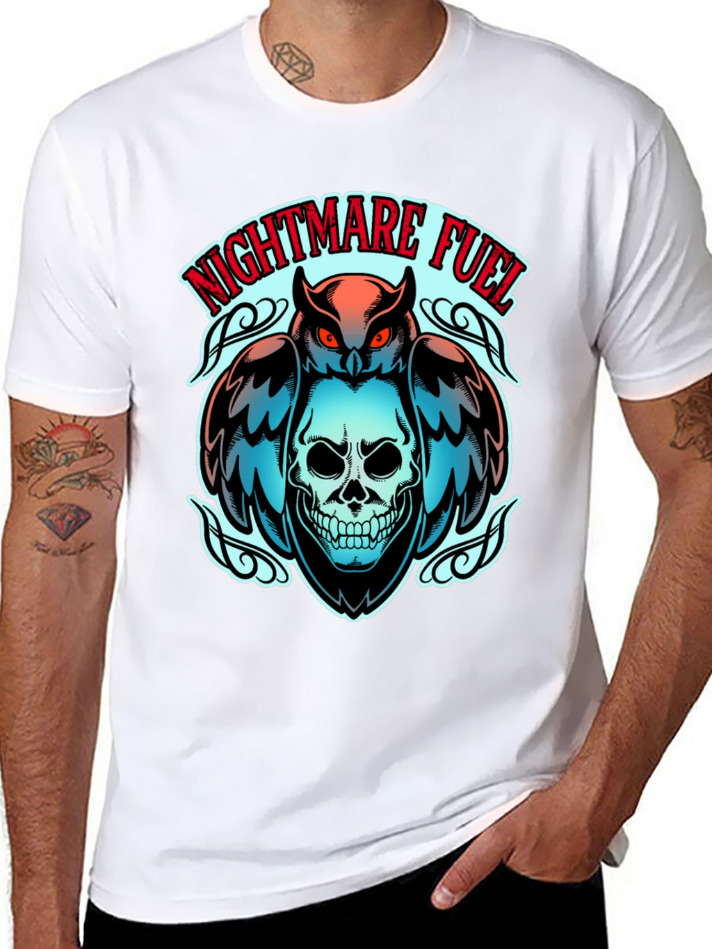Nightmare Fuel Owl & Skull Graphic Tee