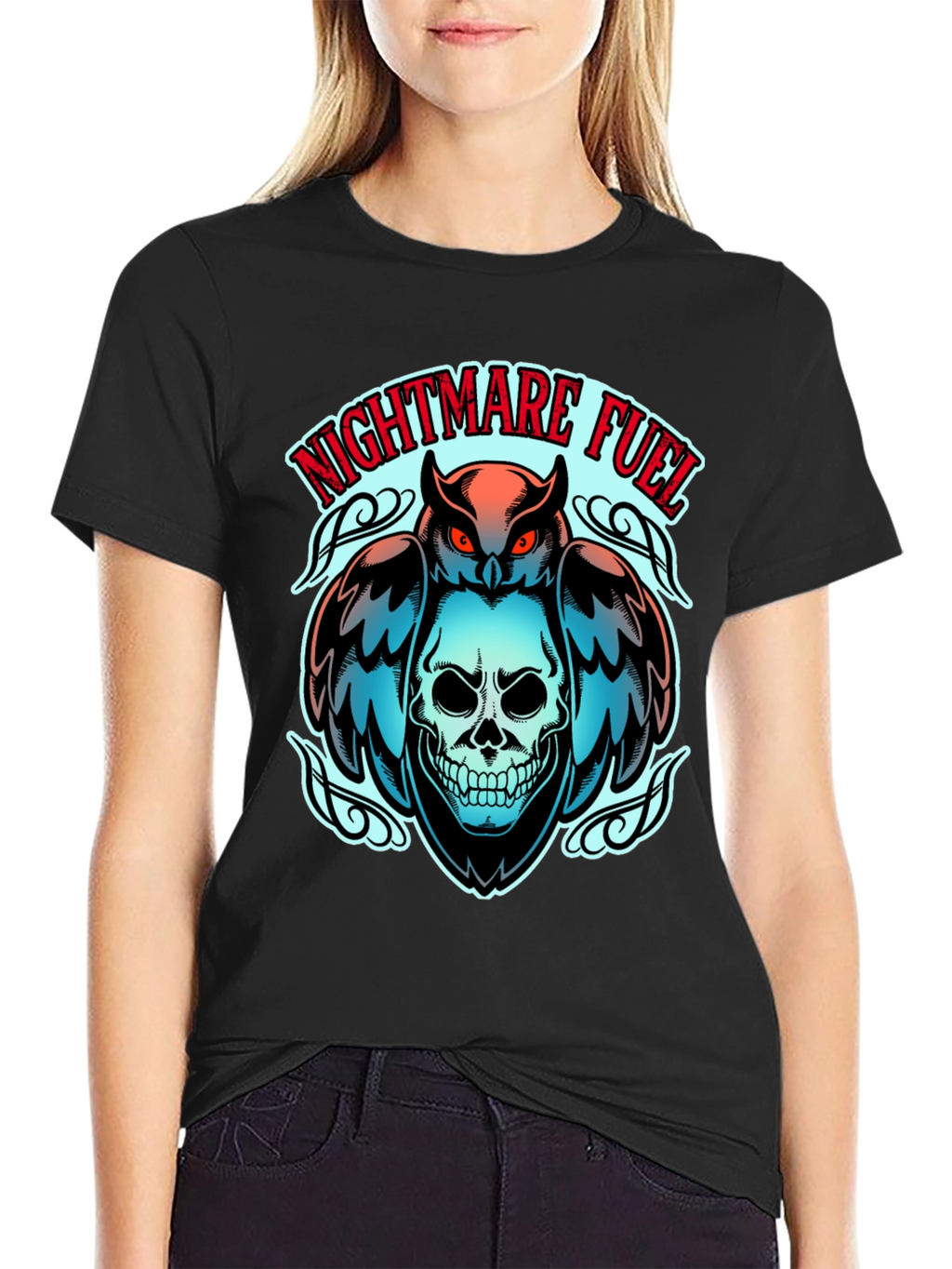 Nightmare Fuel Owl & Skull Graphic Tee