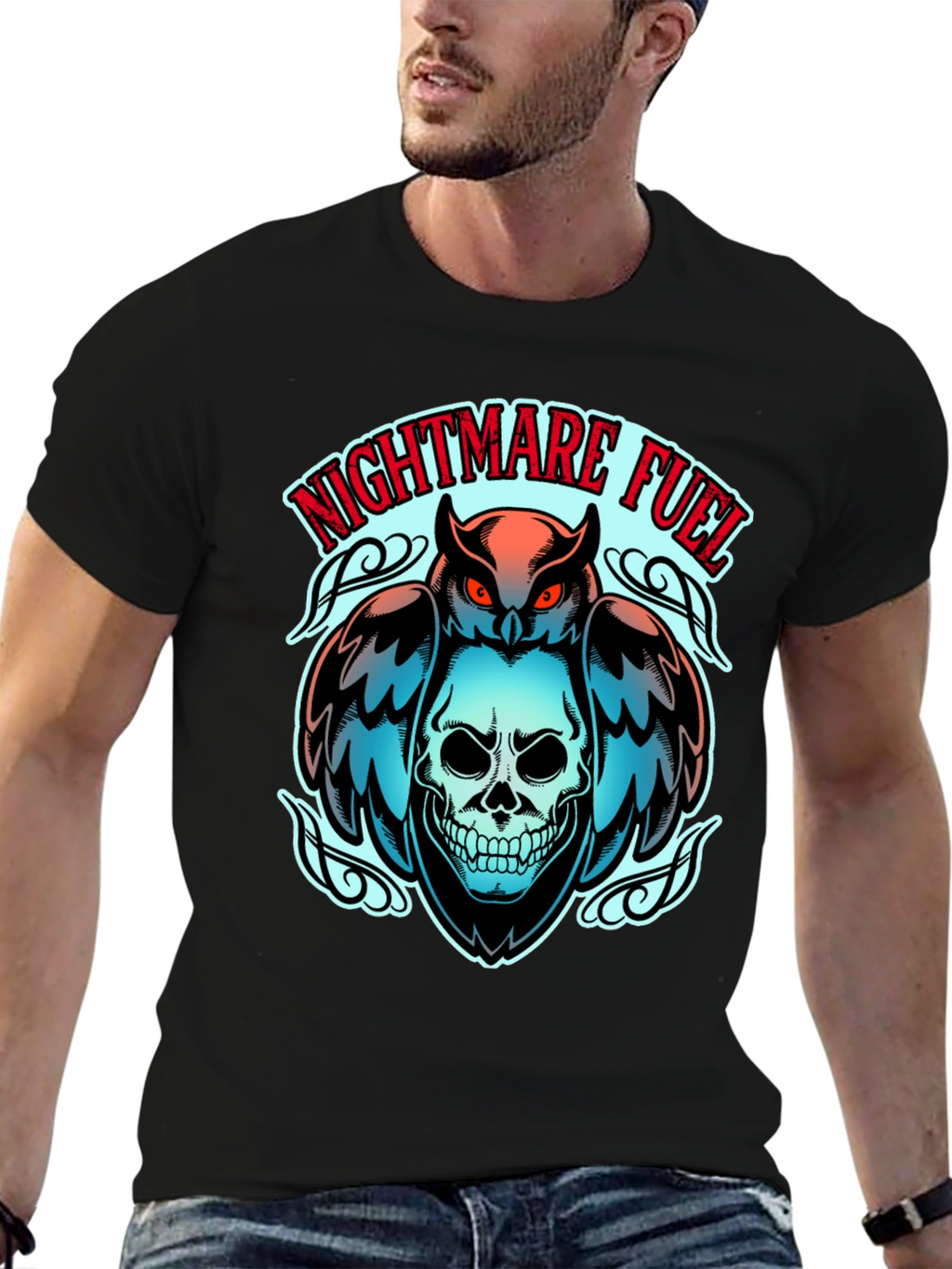 Nightmare Fuel Owl & Skull Graphic Tee