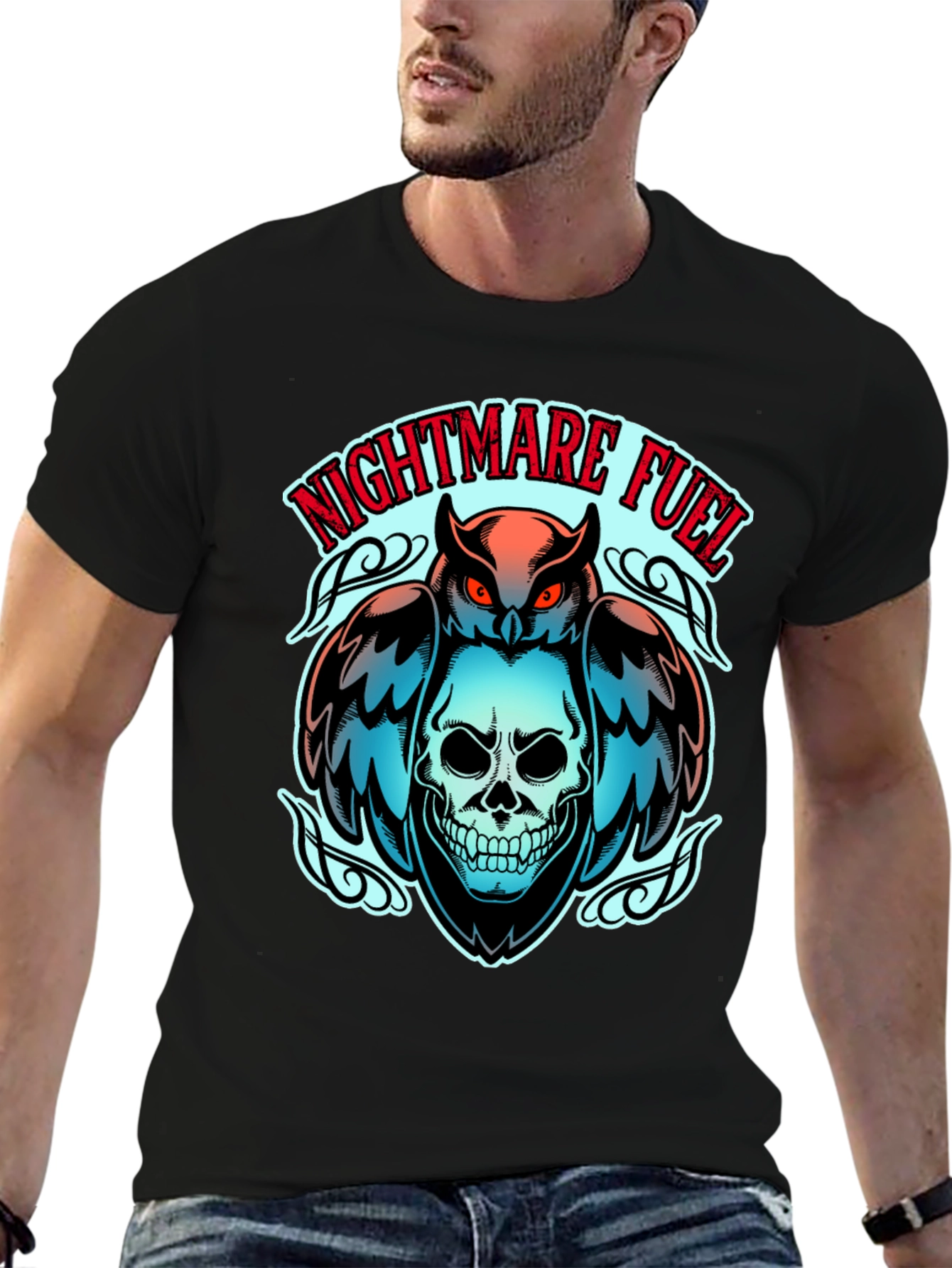 Nightmare Fuel Owl & Skull Graphic Tee