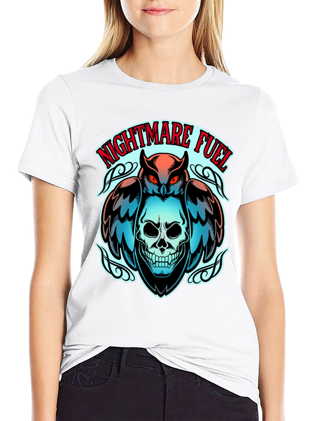 Nightmare Fuel Owl & Skull Graphic Tee