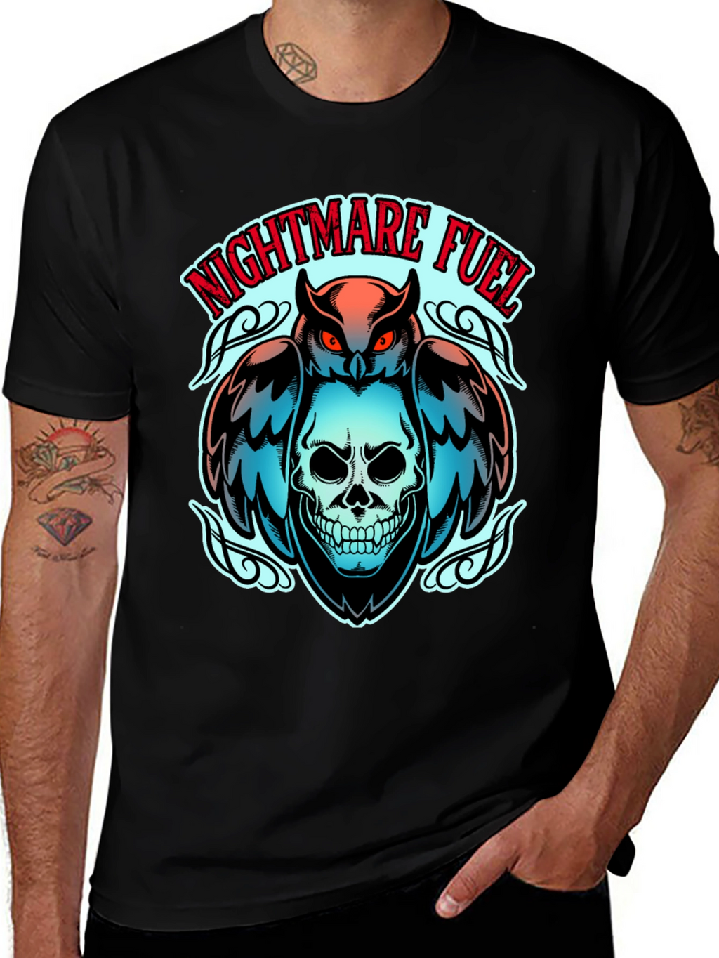 Nightmare Fuel Owl & Skull Graphic Tee
