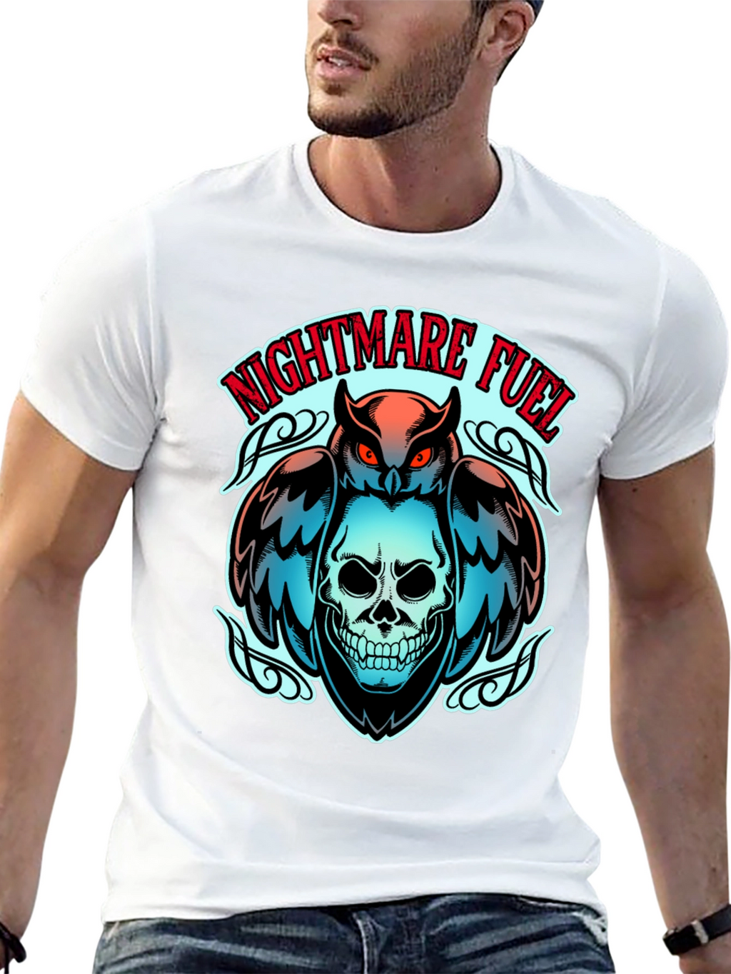 Nightmare Fuel Owl & Skull Graphic Tee