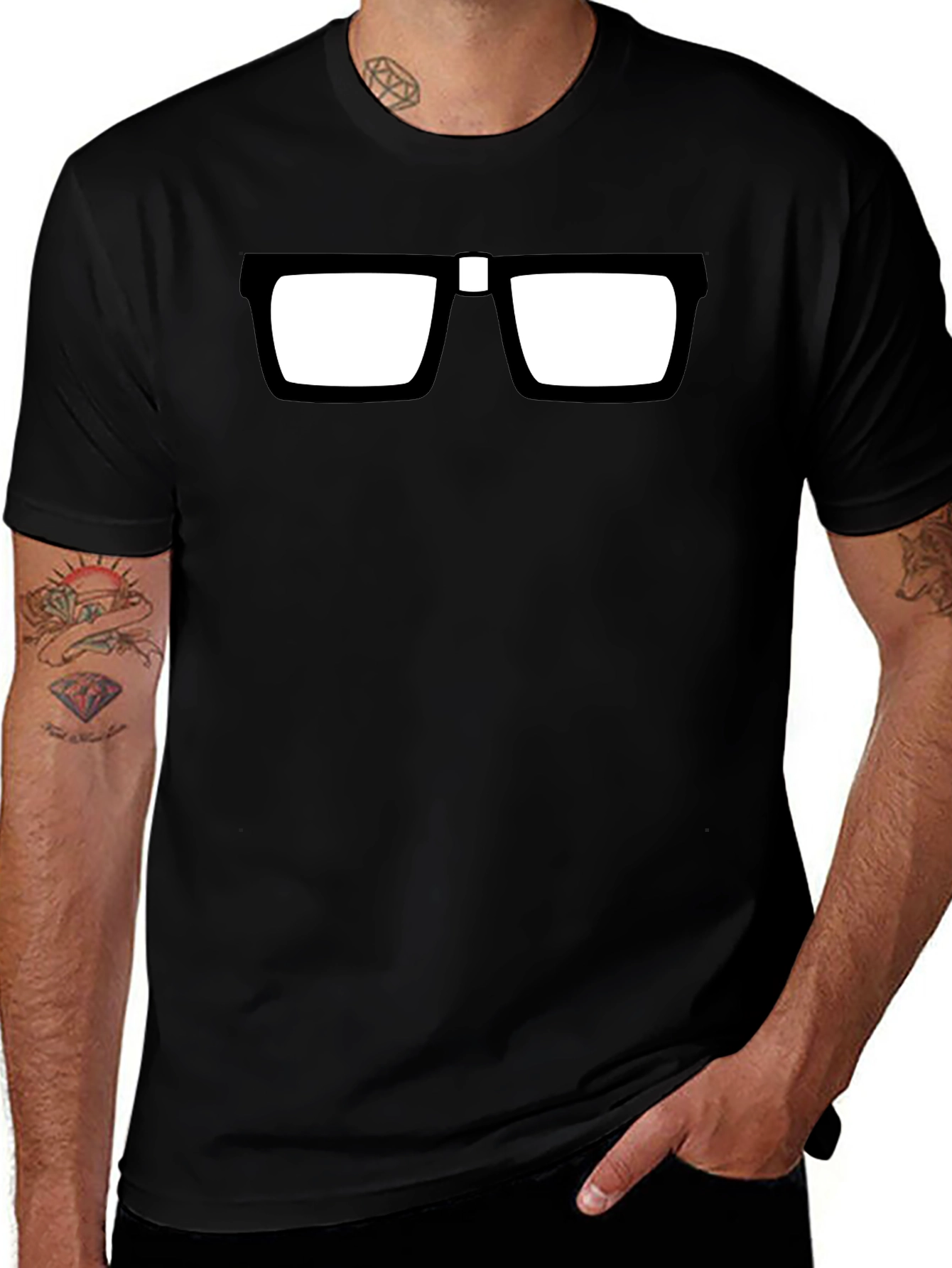 Black Nerd Glasses T-Shirt - Geek Chic Style