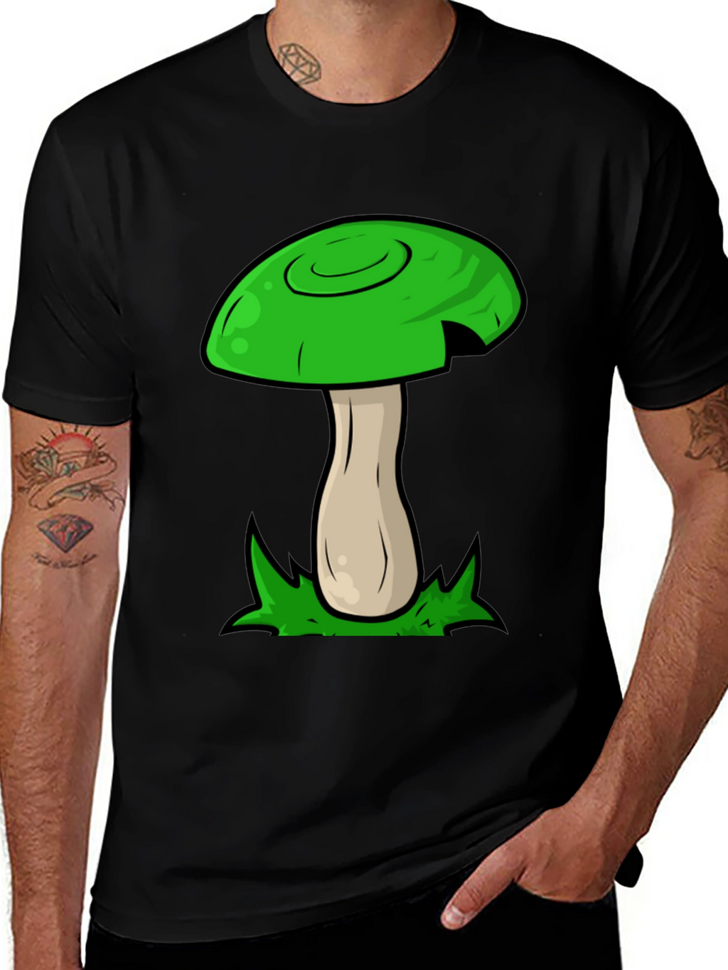 Mushroom Graphic Tee - Funky Green Design