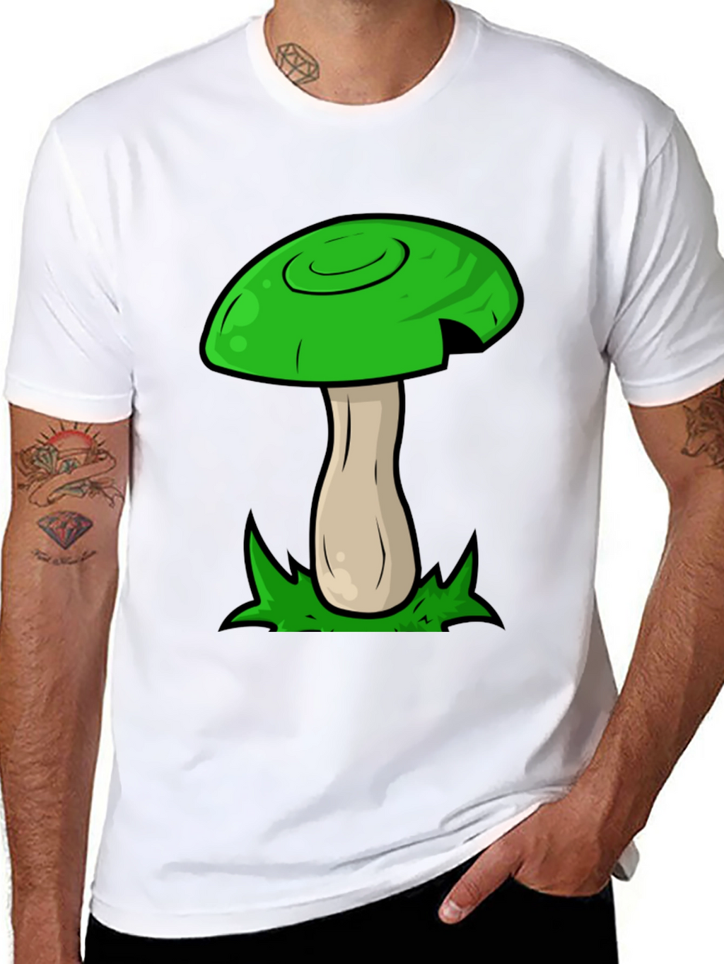Mushroom Graphic Tee - Funky Green Design