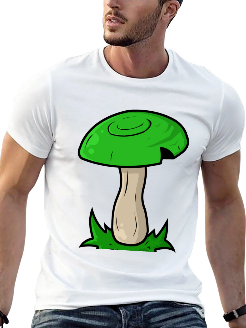 Mushroom Graphic Tee - Funky Green Design