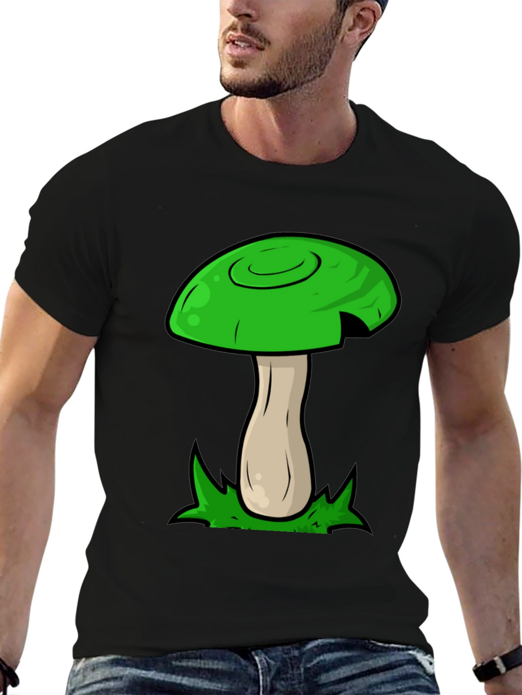 Mushroom Graphic Tee - Funky Green Design