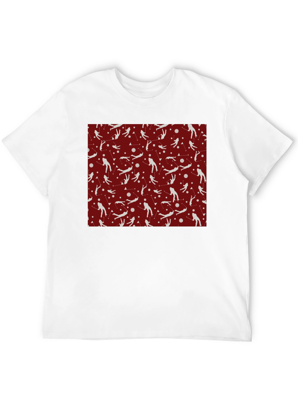 Ski Pattern T-Shirt - Sporty Crew Neck Tee