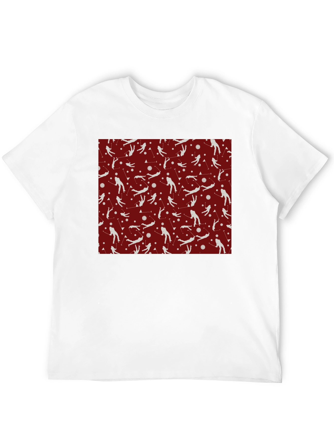 Ski Pattern T-Shirt - Sporty Crew Neck Tee