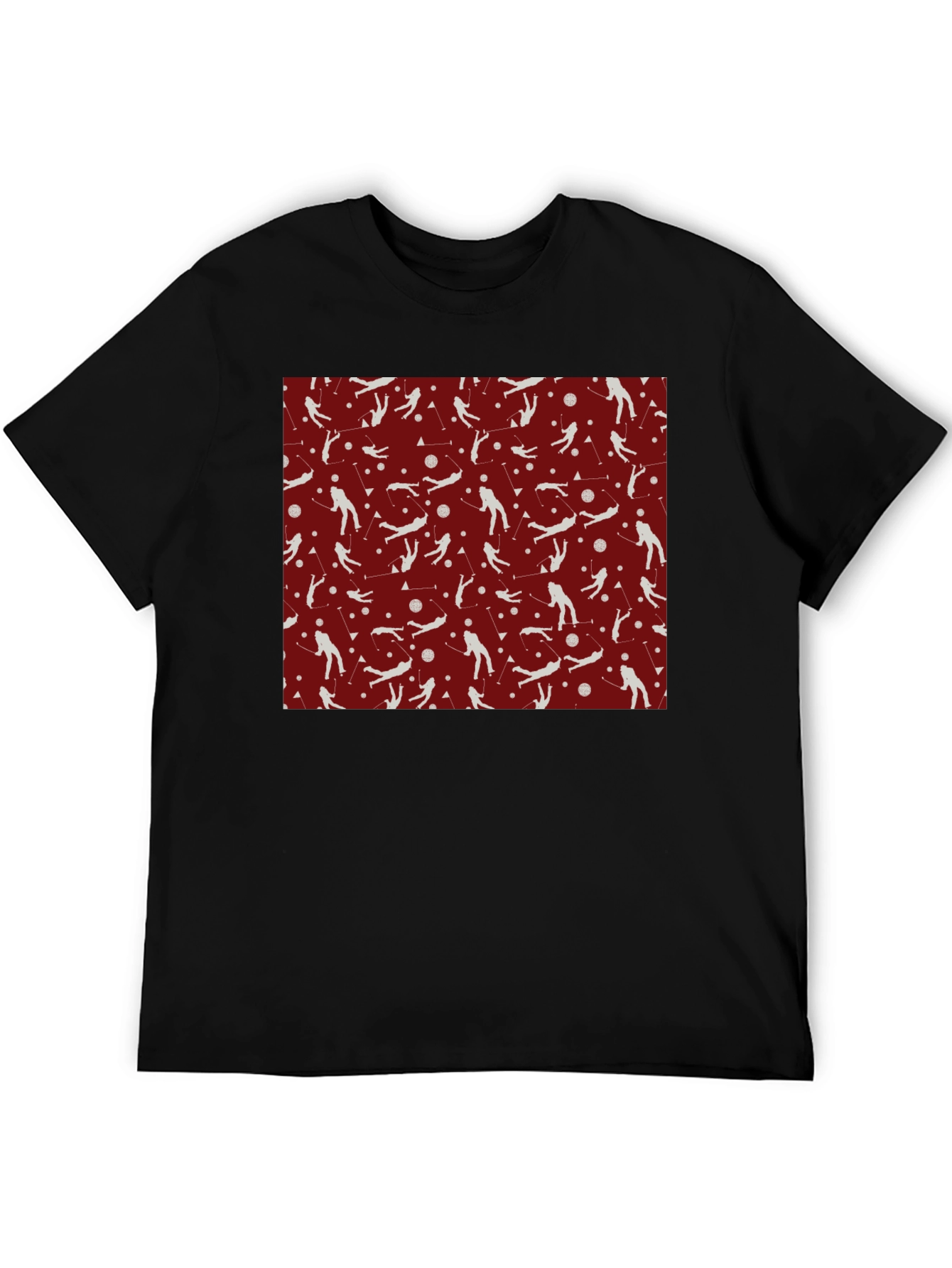Ski Pattern T-Shirt - Sporty Crew Neck Tee