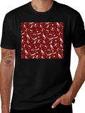 Ski Pattern T-Shirt - Sporty Crew Neck Tee