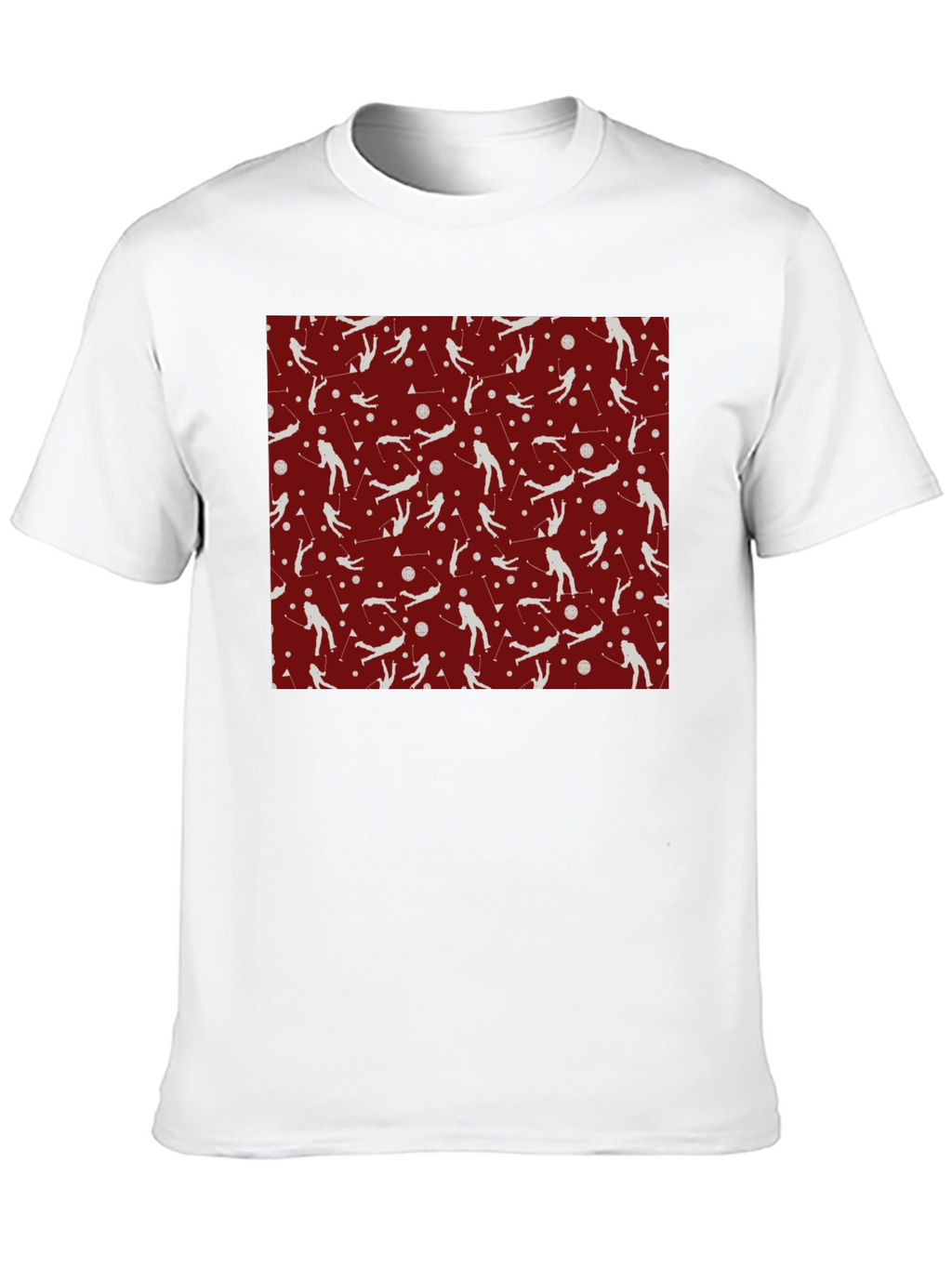 Ski Pattern T-Shirt - Sporty Crew Neck Tee