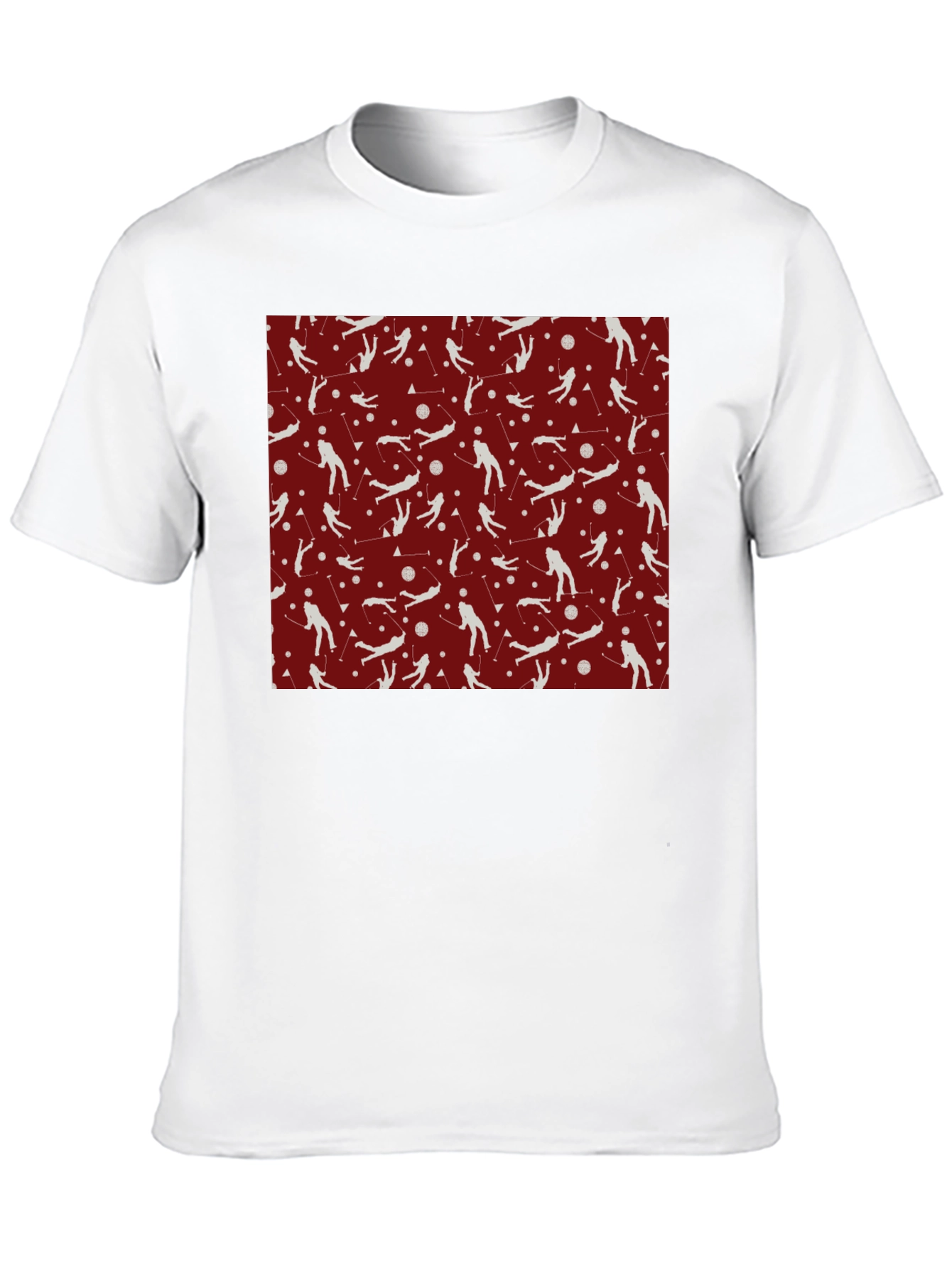 Ski Pattern T-Shirt - Sporty Crew Neck Tee