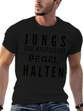 Mens Black T-Shirt - Junge Pegel Halten Graphic