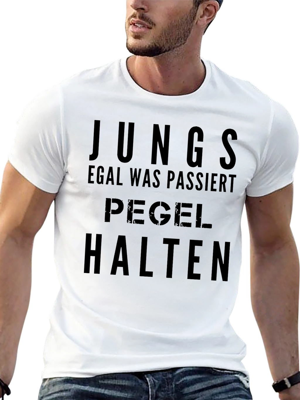 Mens Black T-Shirt - Junge Pegel Halten Graphic