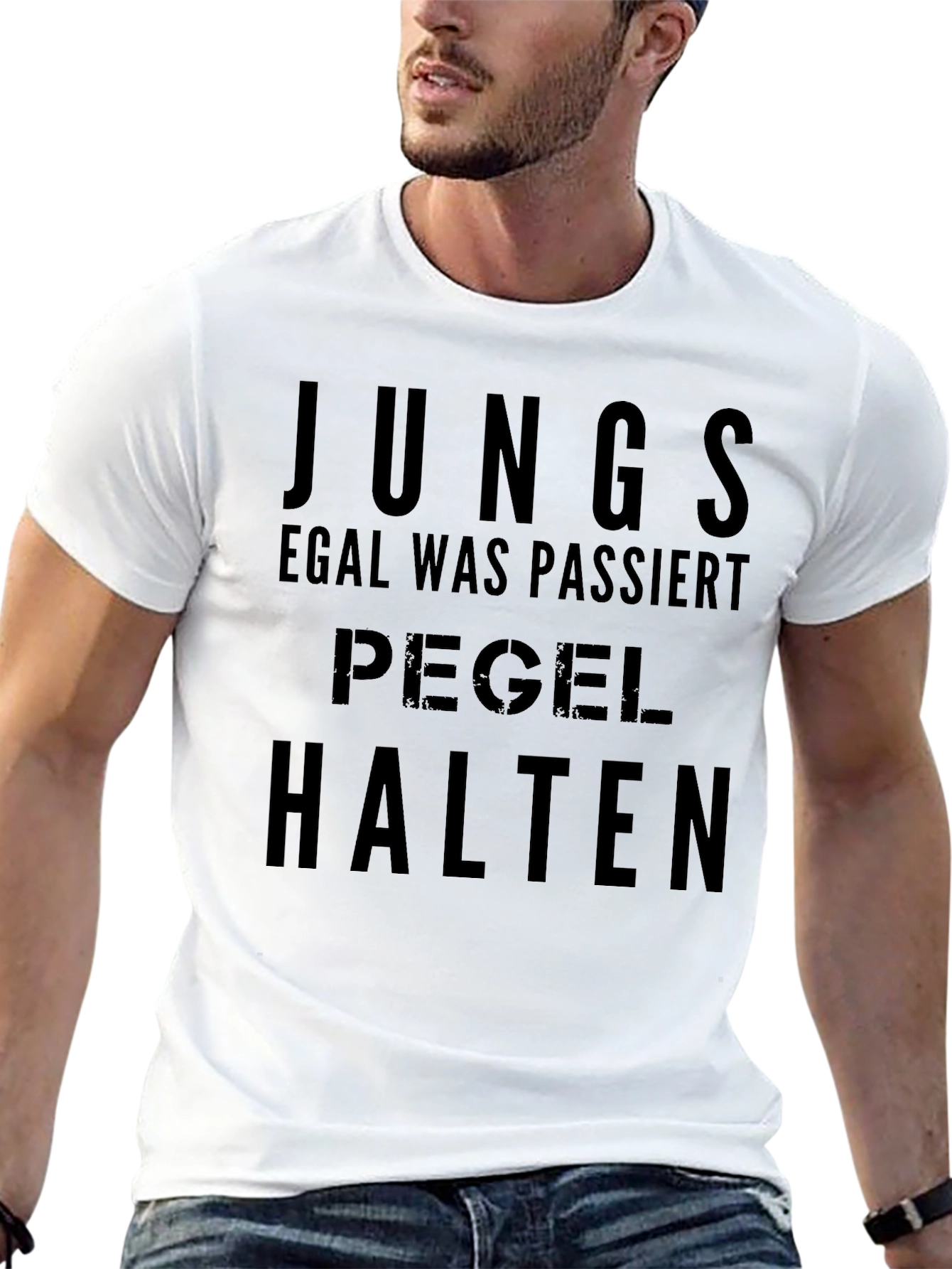 Mens Black T-Shirt - Junge Pegel Halten Graphic