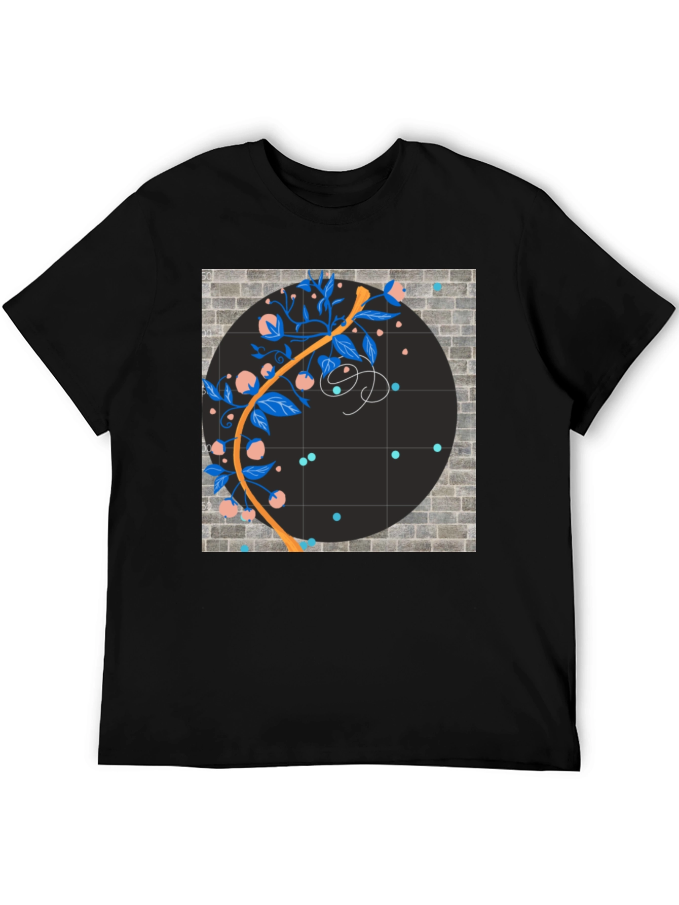 Abstract Floral Graphic Black T-Shirt