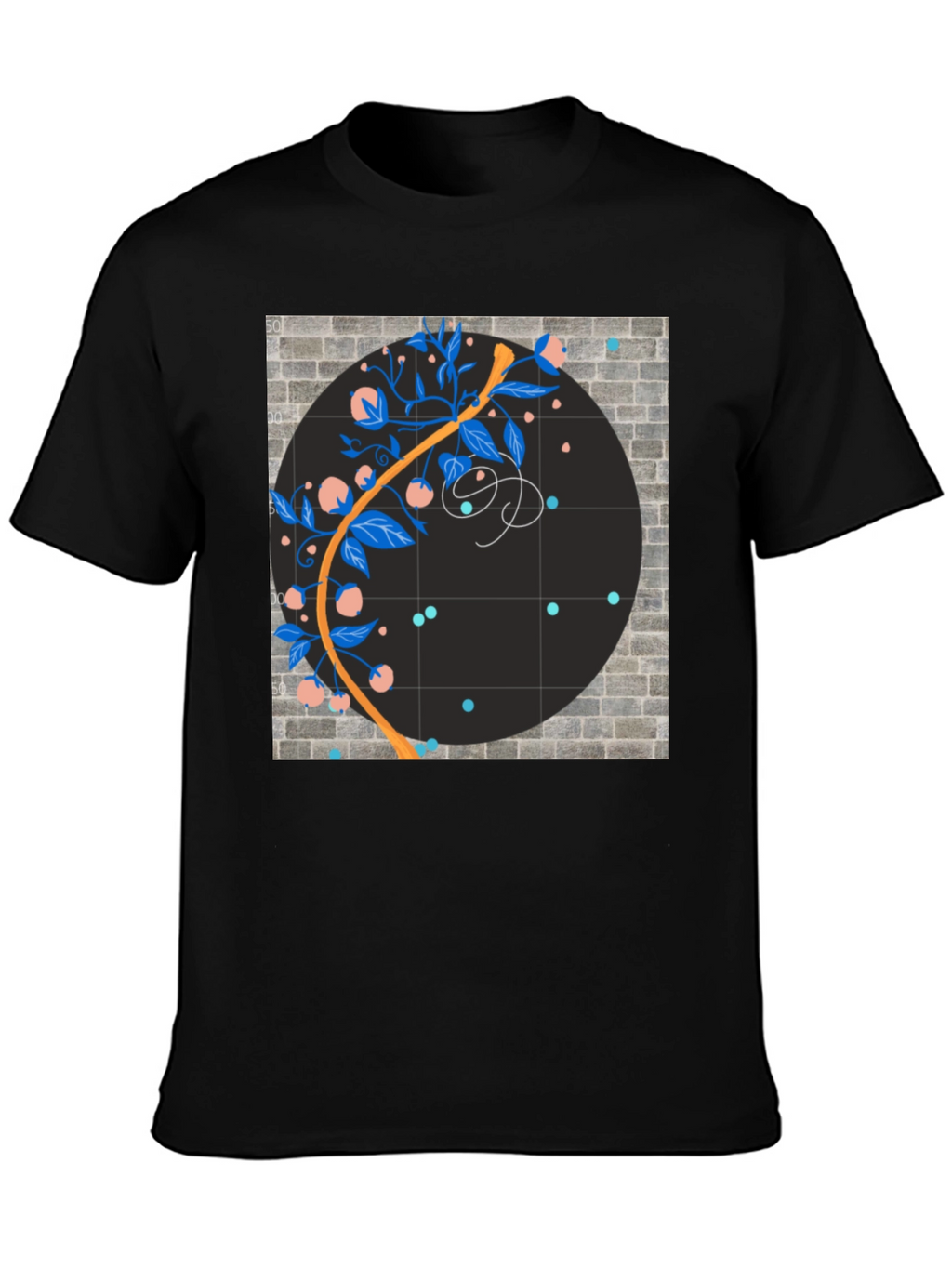 Abstract Floral Graphic Black T-Shirt