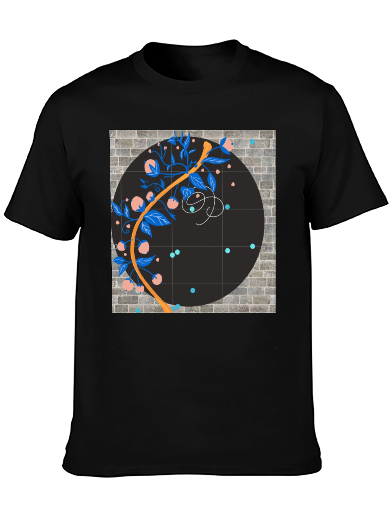 Abstract Floral Graphic Black T-Shirt