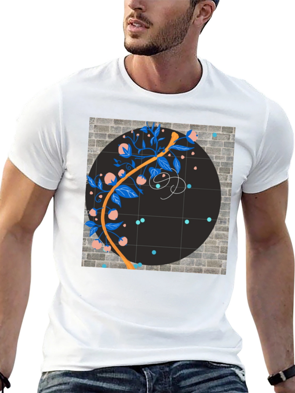 Abstract Floral Graphic Black T-Shirt