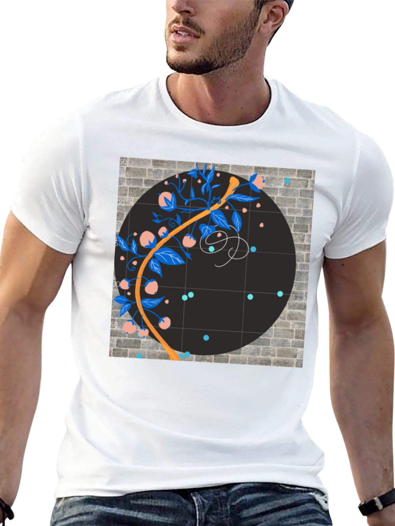 Abstract Floral Graphic Black T-Shirt