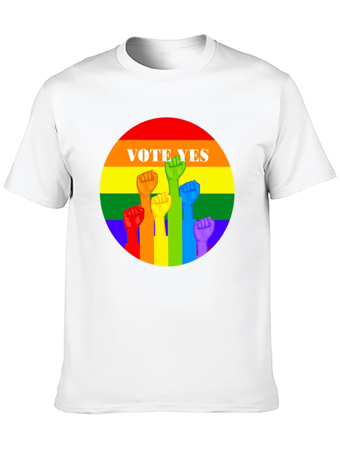 Vote Yes Pride T-Shirt - Rainbow Fist Design