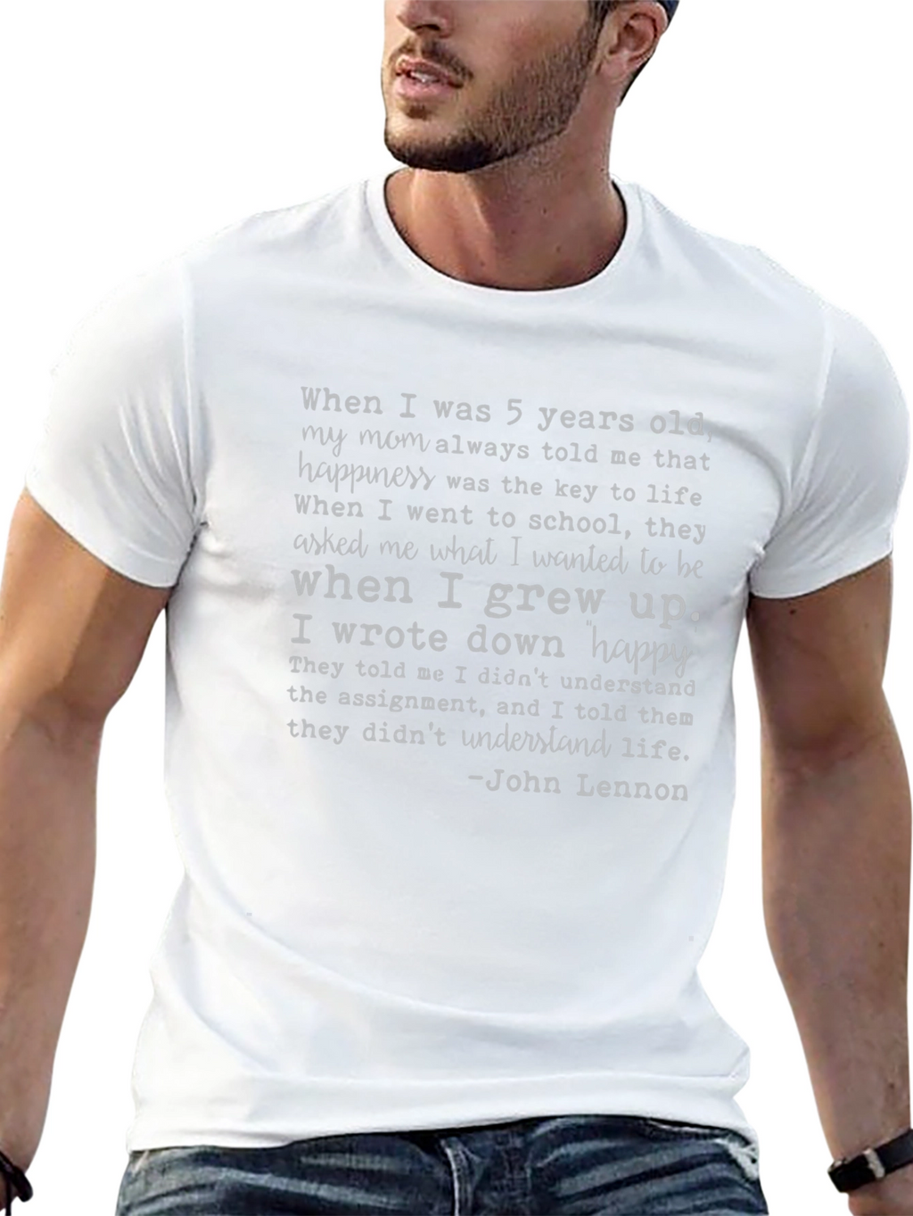 John Lennon Quote T-Shirt - Be Happy
