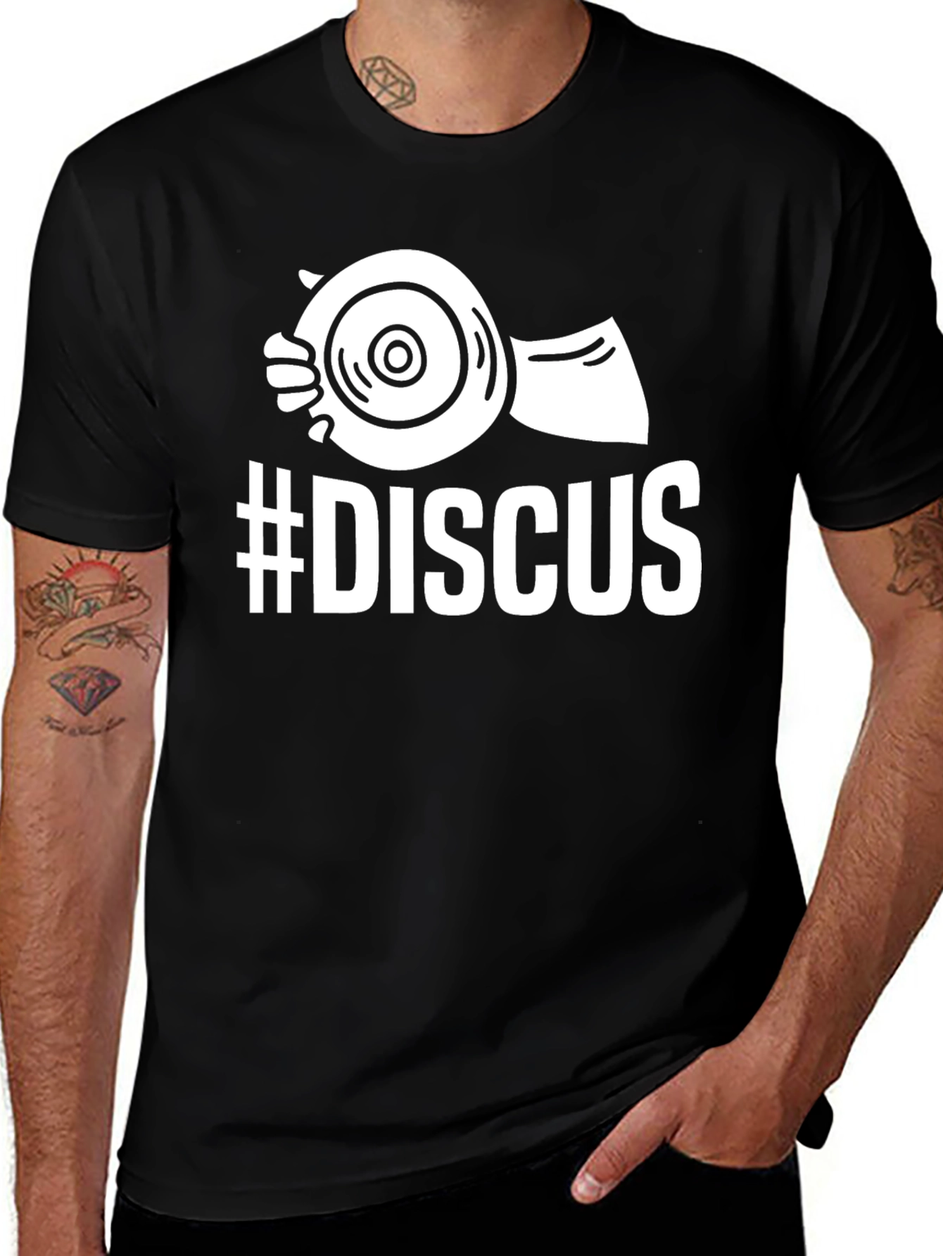 Discus Thrower T-Shirt - Black Cotton Tee