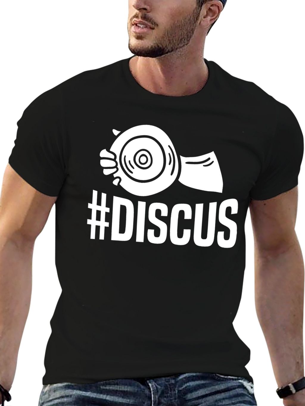 Discus Thrower T-Shirt - Black Cotton Tee