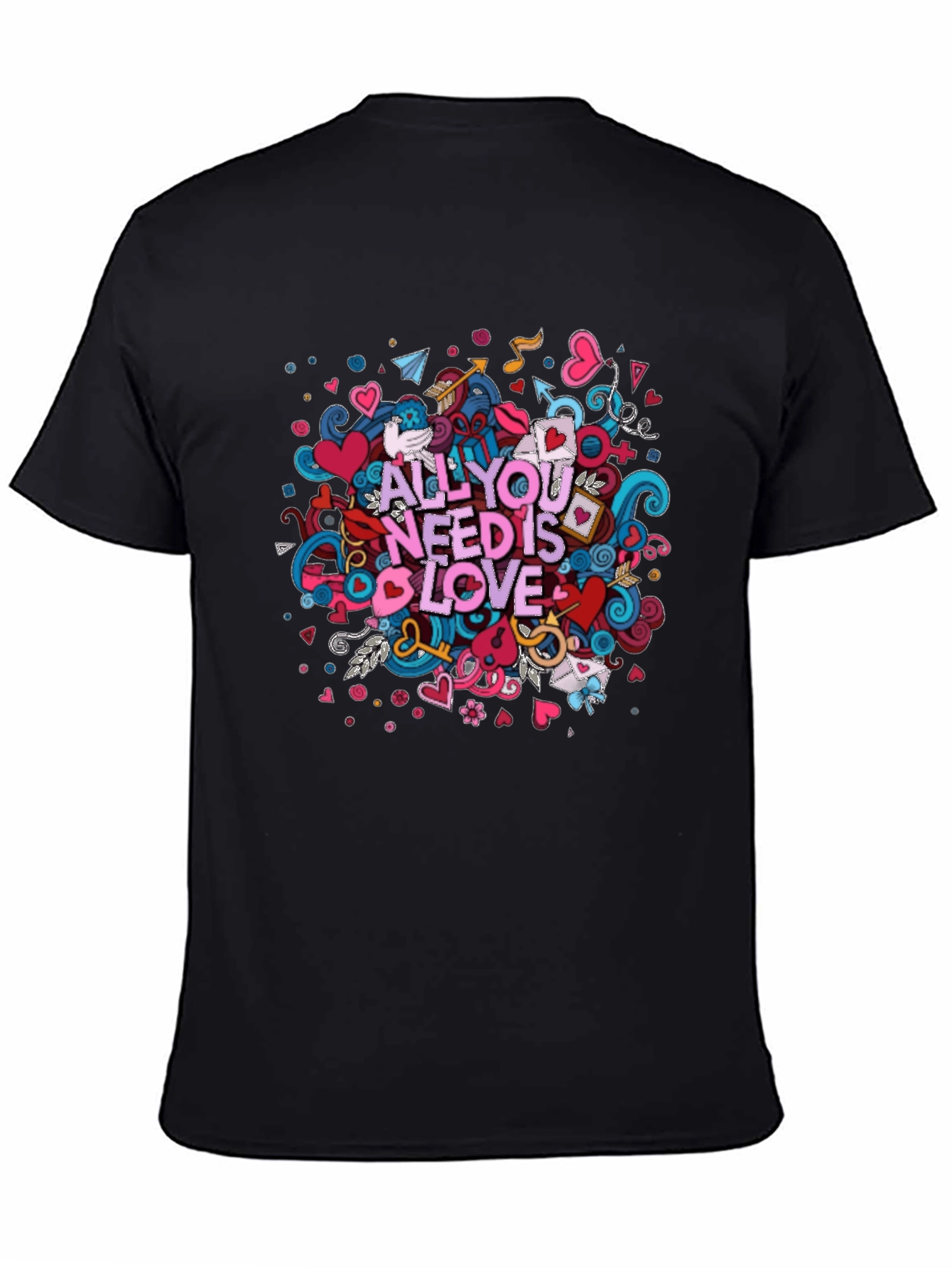 All You Need is Love Graphic T-Shirt - Black Cotton Tee