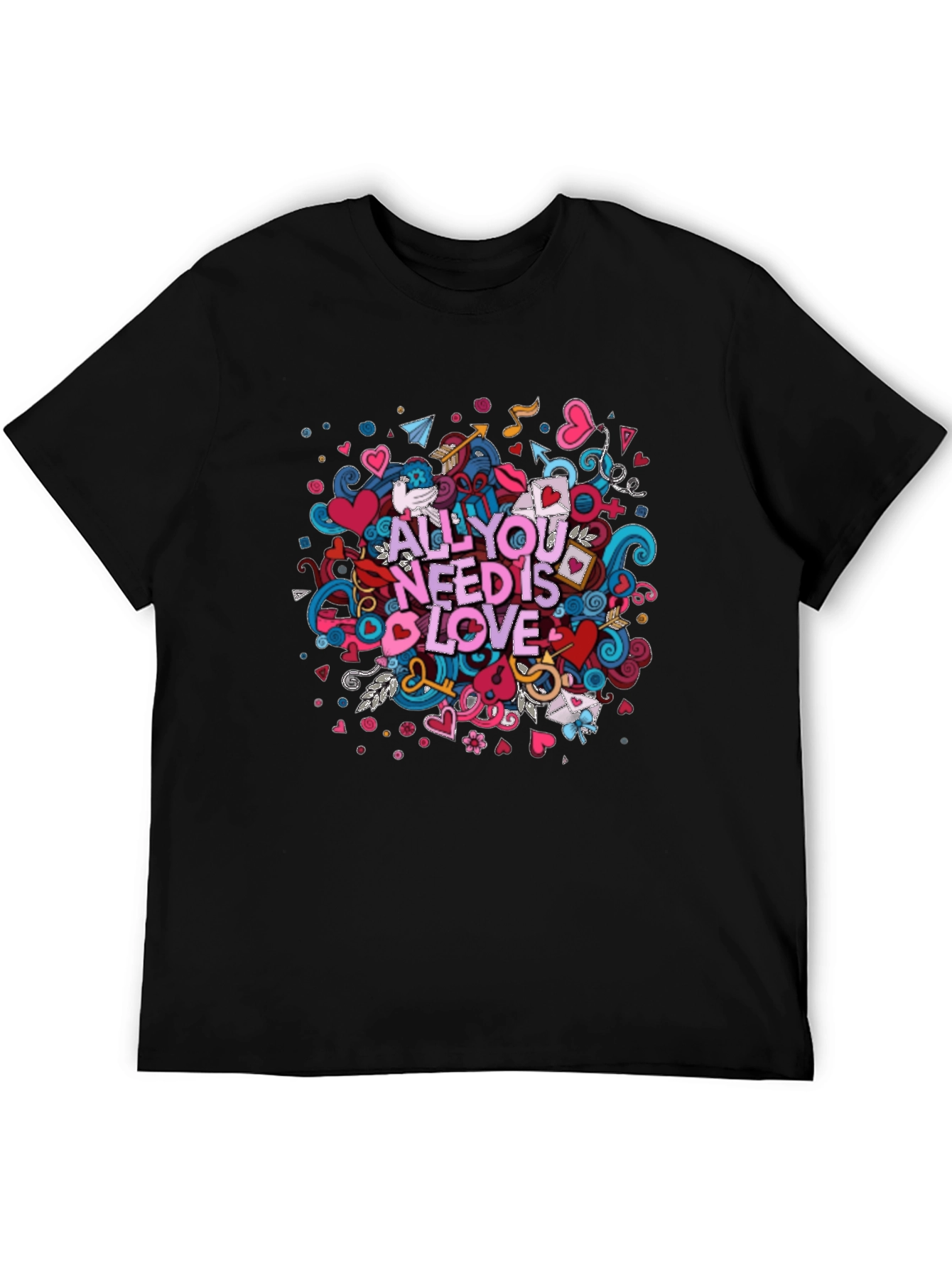 All You Need is Love Graphic T-Shirt - Black Cotton Tee