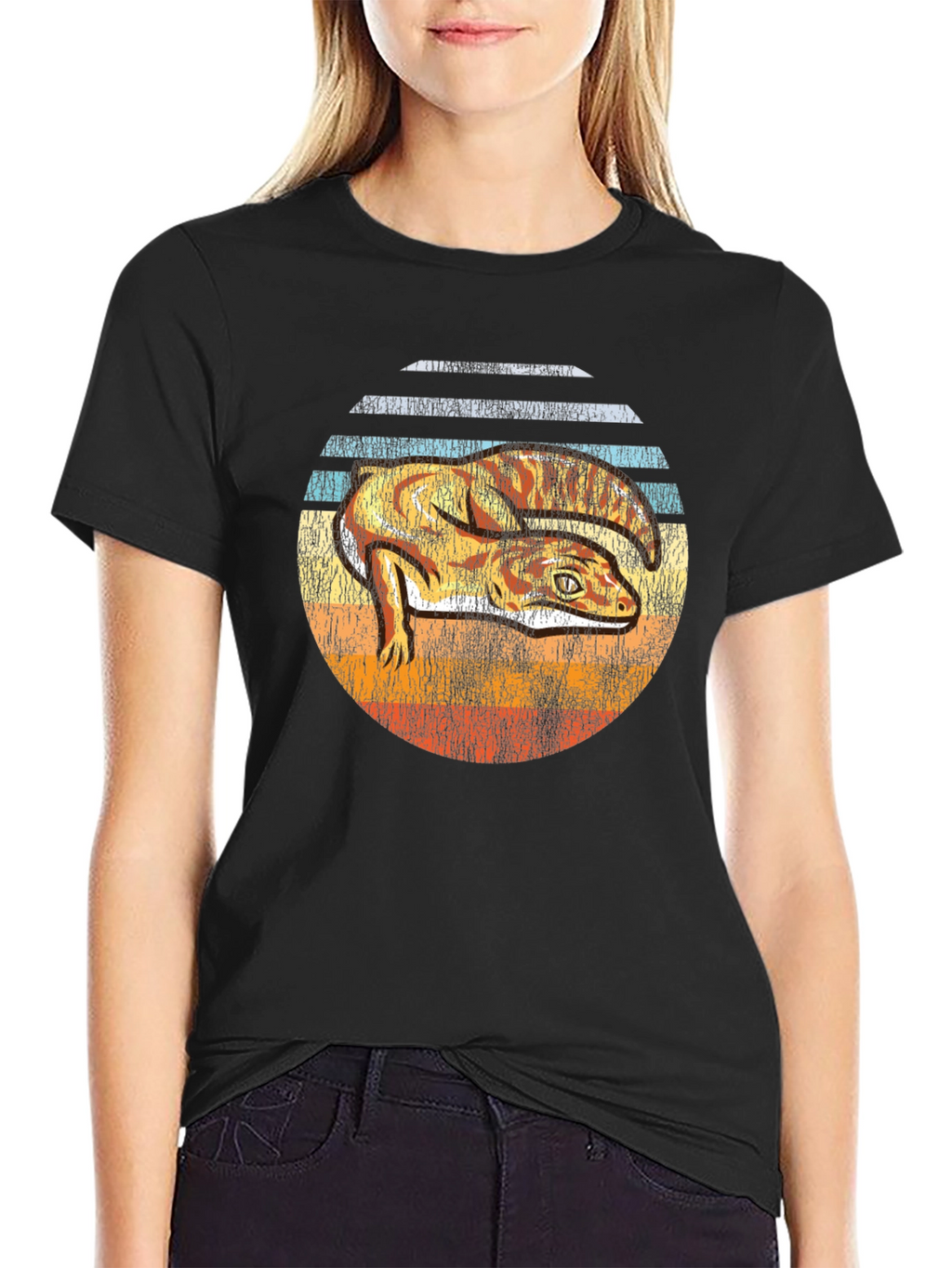 Retro Gecko Sunset Graphic Tee