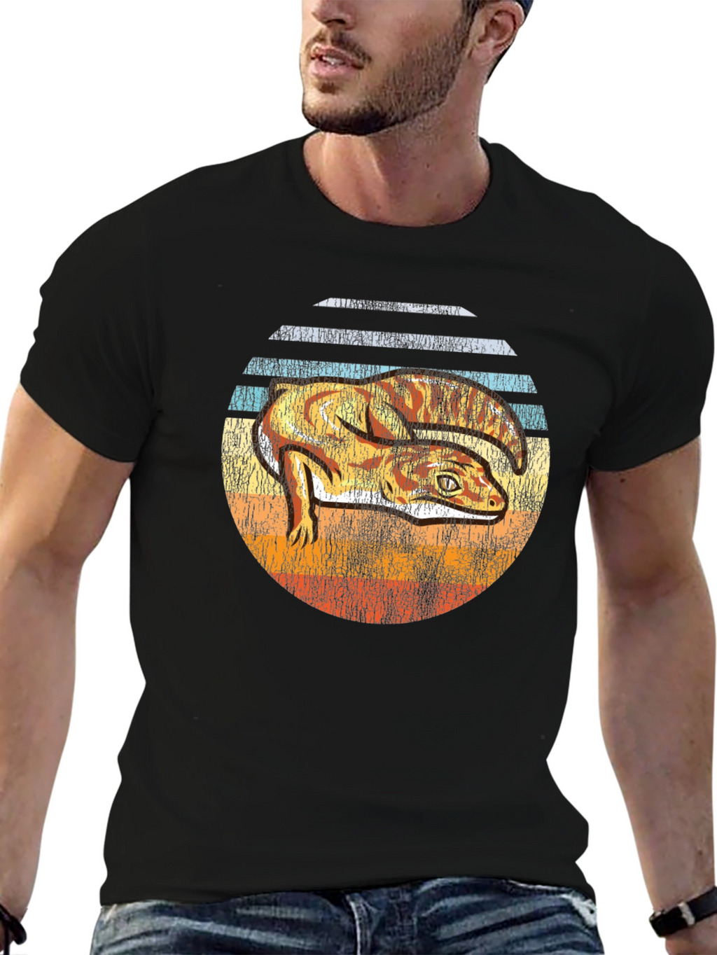 Retro Gecko Sunset Graphic Tee
