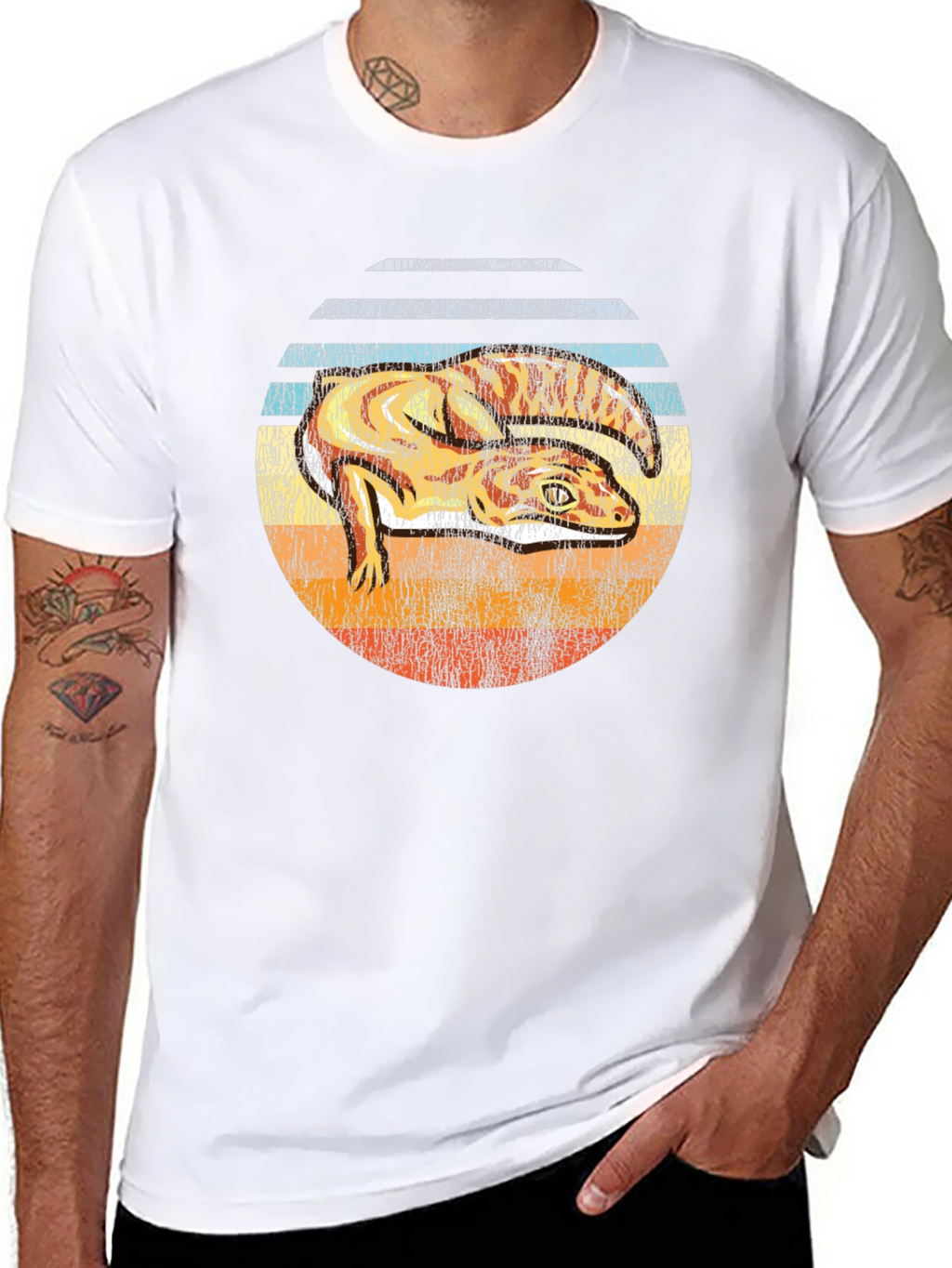 Retro Gecko Sunset Graphic Tee