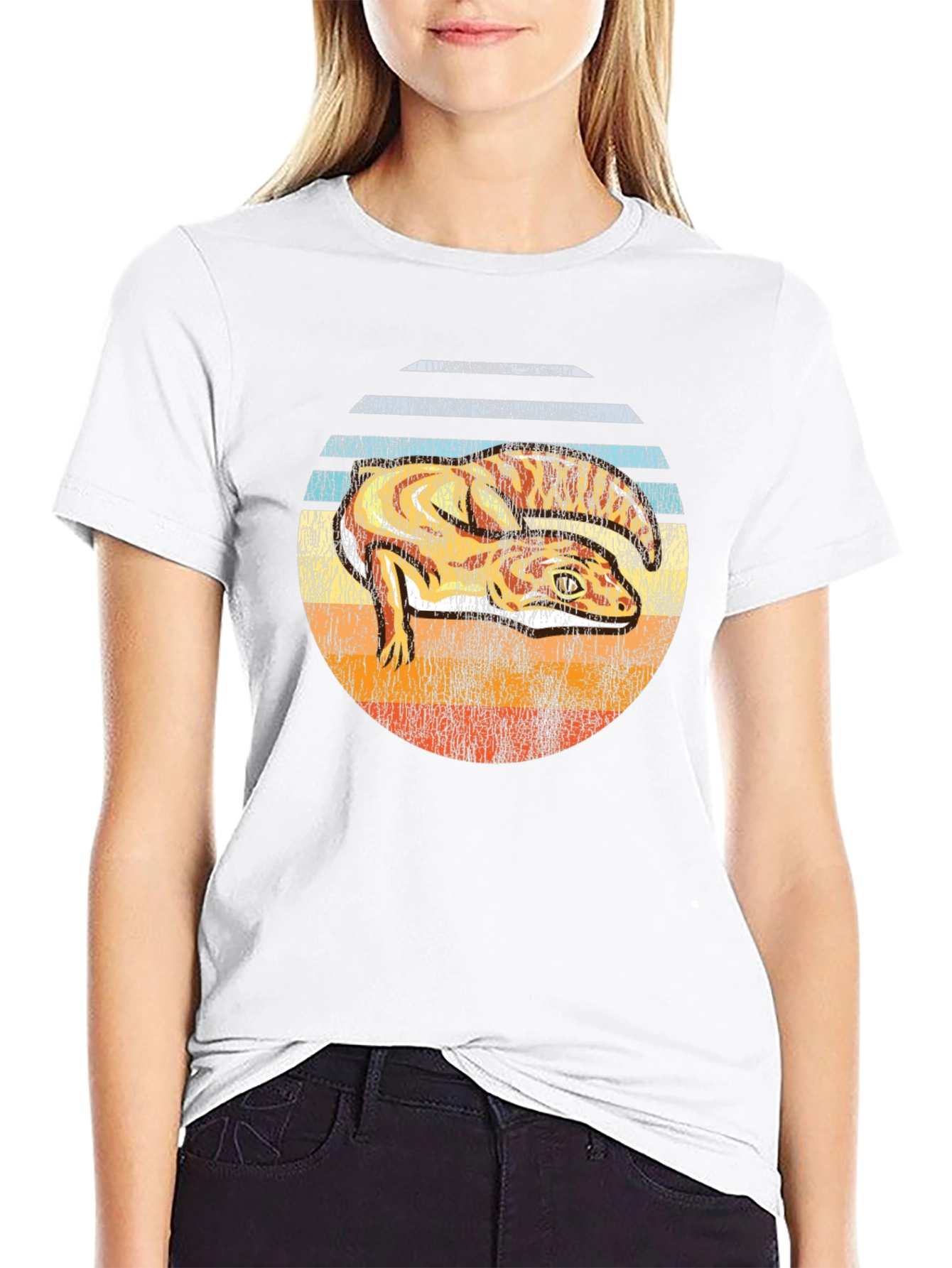 Retro Gecko Sunset Graphic Tee